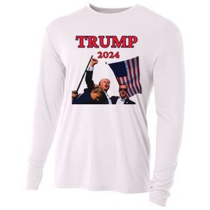 Trump Raise Fist Pump! Donald Trump Shooting Bloody Trump Rally Cooling Performance Long Sleeve Crew