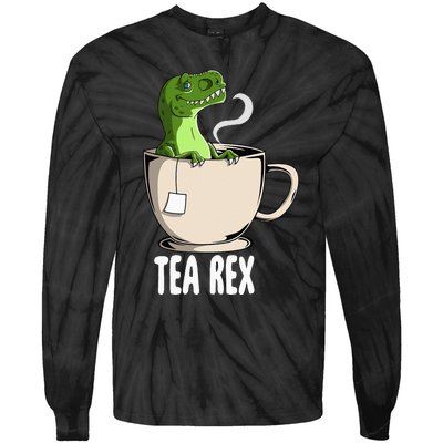 Tea Rex Funny T Rex Dinosaur Joke Pun Tyrannosaurus Tie-Dye Long Sleeve Shirt