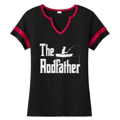 The Rodfather Funny Fishing Dad Gift Ladies Halftime Notch Neck Tee