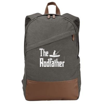 The Rodfather Funny Fishing Dad Gift Cotton Canvas Backpack