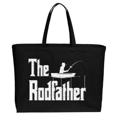 The Rodfather Funny Fishing Dad Gift Cotton Canvas Jumbo Tote