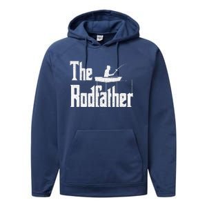 The Rodfather Funny Fishing Dad Gift Performance Fleece Hoodie