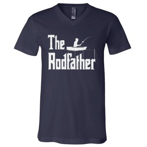 The Rodfather Funny Fishing Dad Gift V-Neck T-Shirt