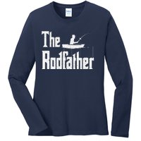 The Rodfather Funny Fishing Dad Gift Ladies Long Sleeve Shirt