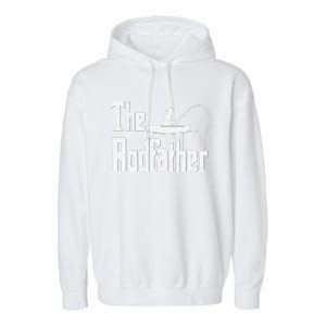 The Rodfather Funny Fishing Dad Gift Garment-Dyed Fleece Hoodie