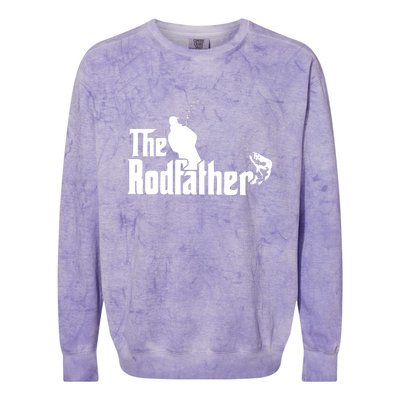 The Rodfather Funny Fishing Dad Fathers Day Gift Colorblast Crewneck Sweatshirt