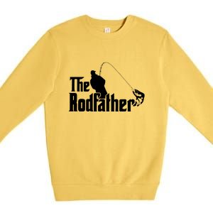 The Rodfather Funny Fishing Dad Fathers Day Gift Premium Crewneck Sweatshirt