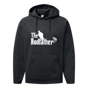 The Rodfather Funny Fishing Dad Fathers Day Gift Performance Fleece Hoodie