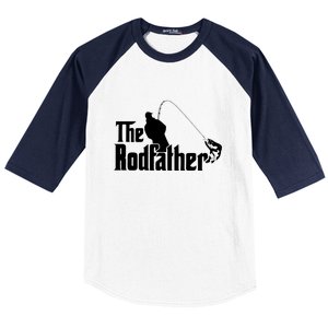 The Rodfather Funny Fishing Dad Fathers Day Gift Baseball Sleeve Shirt