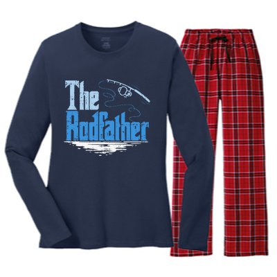 The Rodfather Funny Fishing Parody Gift Women's Long Sleeve Flannel Pajama Set 