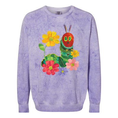 Teacher Retro Flowers And Hungry Caterpillar Kindergarten Gift Colorblast Crewneck Sweatshirt