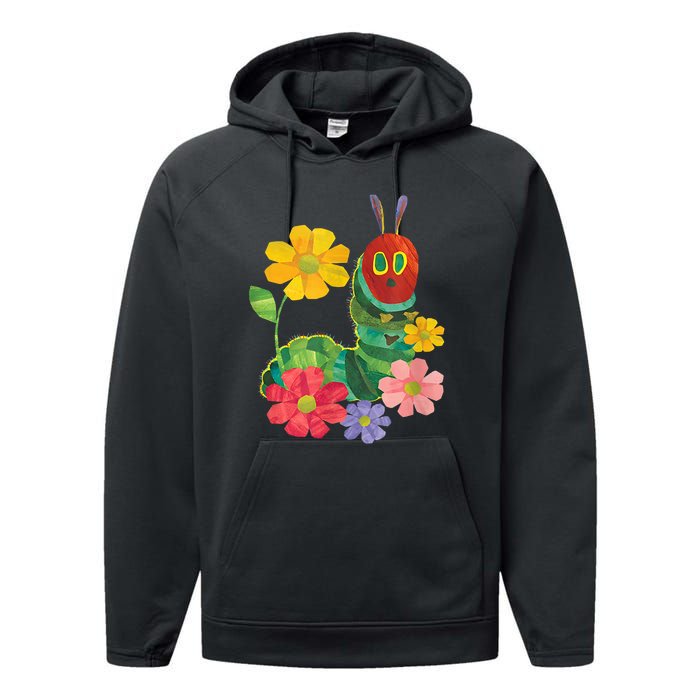 Teacher Retro Flowers And Hungry Caterpillar Kindergarten Gift Performance Fleece Hoodie