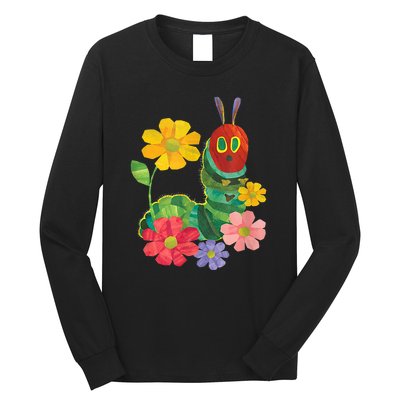 Teacher Retro Flowers And Hungry Caterpillar Kindergarten Gift Long Sleeve Shirt