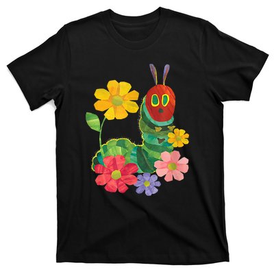 Teacher Retro Flowers And Hungry Caterpillar Kindergarten Gift T-Shirt