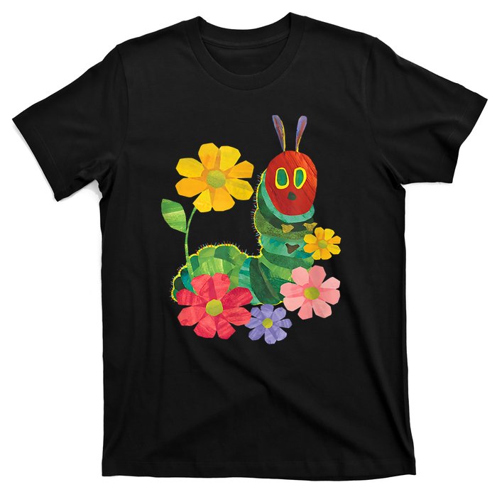 Teacher Retro Flowers And Hungry Caterpillar Kindergarten Gift T-Shirt