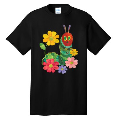 Teacher Retro Flowers And Hungry Caterpillar Kindergarten Gift Tall T-Shirt