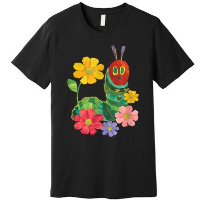 Teacher Retro Flowers And Hungry Caterpillar Kindergarten Gift Premium T-Shirt