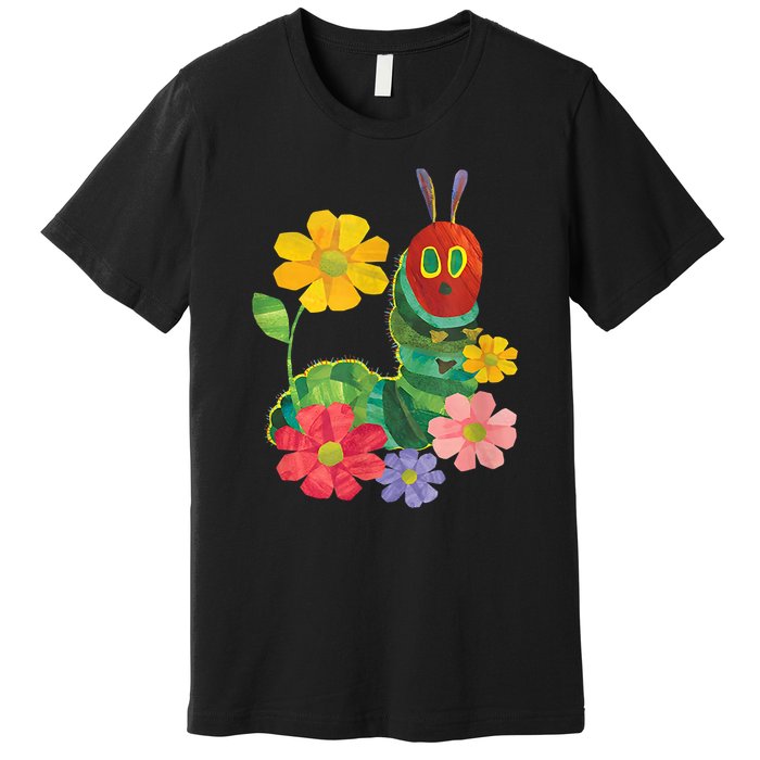 Teacher Retro Flowers And Hungry Caterpillar Kindergarten Gift Premium T-Shirt