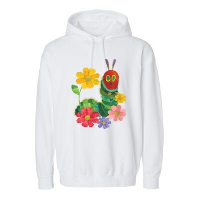 Teacher Retro Flowers And Hungry Caterpillar Kindergarten Gift Garment-Dyed Fleece Hoodie