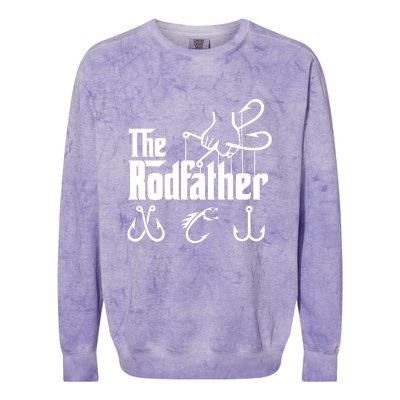 The Rodfather. Funny Fishing For Fisherman Dad Fathers Day Gift Colorblast Crewneck Sweatshirt