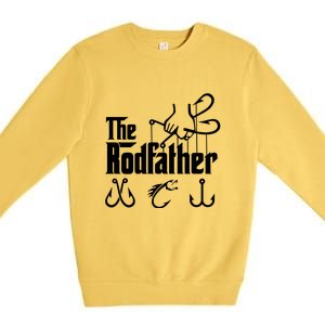 The Rodfather. Funny Fishing For Fisherman Dad Fathers Day Gift Premium Crewneck Sweatshirt