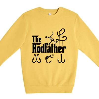 The Rodfather. Funny Fishing For Fisherman Dad Fathers Day Gift Premium Crewneck Sweatshirt