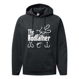 The Rodfather. Funny Fishing For Fisherman Dad Fathers Day Gift Performance Fleece Hoodie