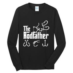 The Rodfather. Funny Fishing For Fisherman Dad Fathers Day Gift Tall Long Sleeve T-Shirt