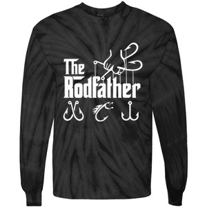 The Rodfather. Funny Fishing For Fisherman Dad Fathers Day Gift Tie-Dye Long Sleeve Shirt