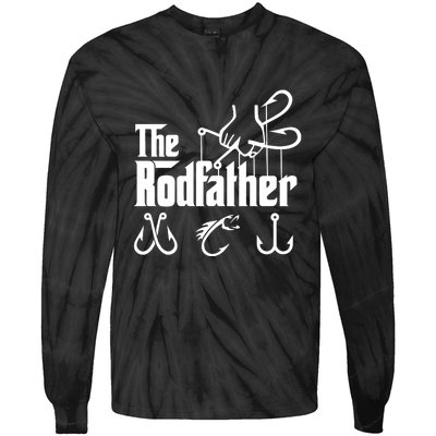 The Rodfather. Funny Fishing For Fisherman Dad Fathers Day Gift Tie-Dye Long Sleeve Shirt