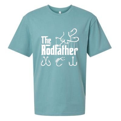 The Rodfather. Funny Fishing For Fisherman Dad Fathers Day Gift Sueded Cloud Jersey T-Shirt