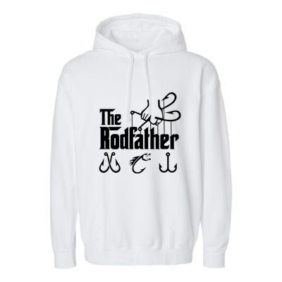 The Rodfather. Funny Fishing For Fisherman Dad Fathers Day Gift Garment-Dyed Fleece Hoodie