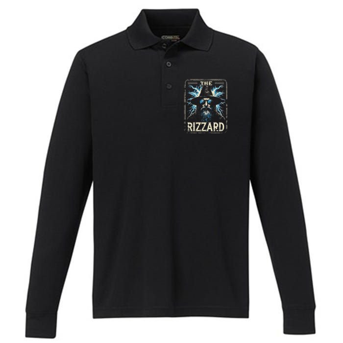 The Rizzard Funny Rizz Wizard Memes Performance Long Sleeve Polo