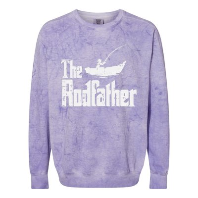 The Rodfather Fun Fishing Day Movie Pun Dad Papa Colorblast Crewneck Sweatshirt