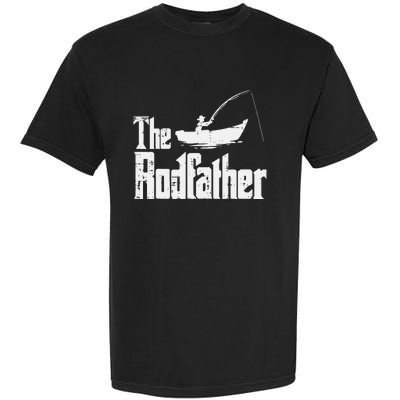 The Rodfather Fun Fishing Day Movie Pun Dad Papa Garment-Dyed Heavyweight T-Shirt