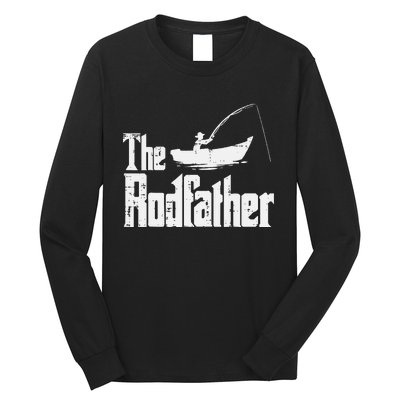 The Rodfather Fun Fishing Day Movie Pun Dad Papa Long Sleeve Shirt