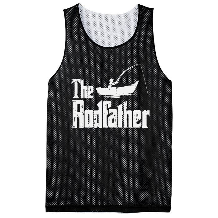 The Rodfather Fun Fishing Day Movie Pun Dad Papa Mesh Reversible Basketball Jersey Tank