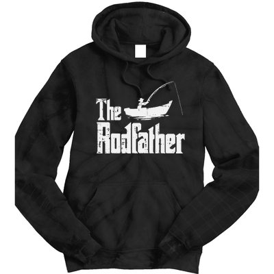 The Rodfather Fun Fishing Day Movie Pun Dad Papa Tie Dye Hoodie