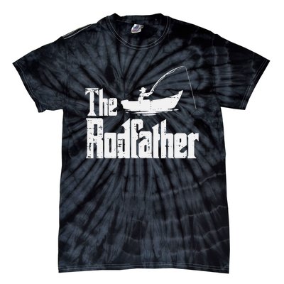 The Rodfather Fun Fishing Day Movie Pun Dad Papa Tie-Dye T-Shirt