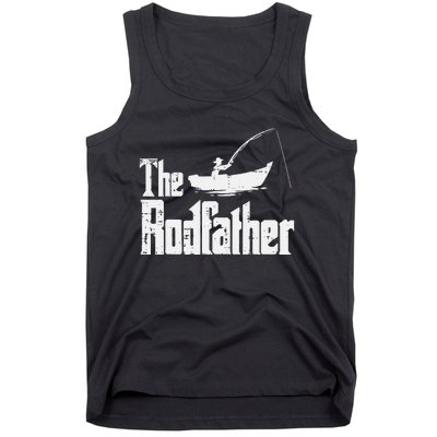 The Rodfather Fun Fishing Day Movie Pun Dad Papa Tank Top