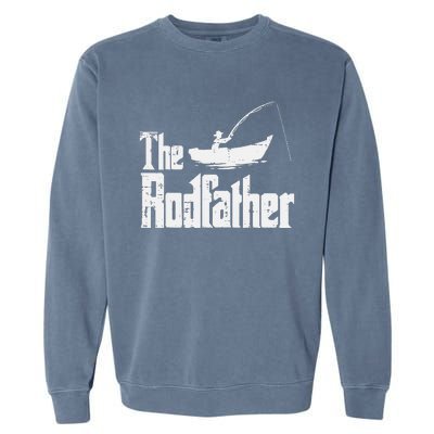 The Rodfather Fun Fishing Day Movie Pun Dad Papa Garment-Dyed Sweatshirt