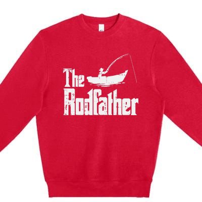 The Rodfather Fun Fishing Day Movie Pun Dad Papa Premium Crewneck Sweatshirt