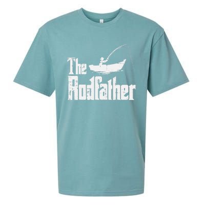 The Rodfather Fun Fishing Day Movie Pun Dad Papa Sueded Cloud Jersey T-Shirt