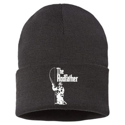 The Rodfather Fishing Funny Fishing Gift Sustainable Knit Beanie