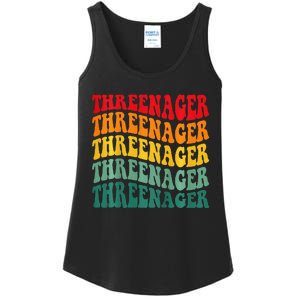 Threenager Retro Groovy Third Bday 3th Birthday Ladies Essential Tank