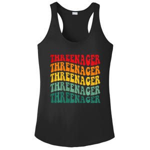 Threenager Retro Groovy Third Bday 3th Birthday Ladies PosiCharge Competitor Racerback Tank