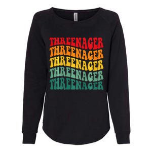 Threenager Retro Groovy Third Bday 3th Birthday Womens California Wash Sweatshirt