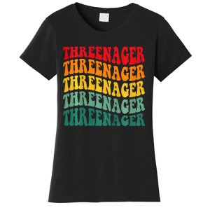 Threenager Retro Groovy Third Bday 3th Birthday Women's T-Shirt