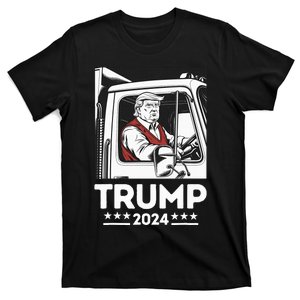 Trump Rides Garbage Truck Team Garbage For Trump 2024 T-Shirt