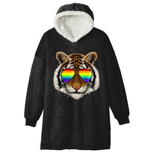 Tiger Rainbow Glasses Pride Wild Funny Lgbt Equality Cat Hooded Wearable Blanket